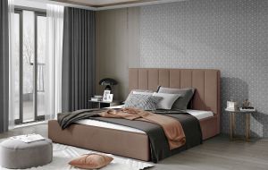 Čalouněná postel AUDREY - Monolith 09 - 160x200cm - Dřevo