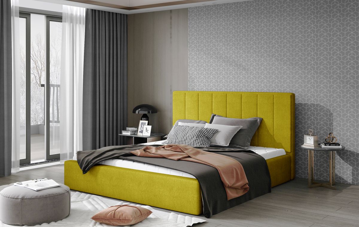 Čalouněná postel AUDREY - Omega 68 - 200x200cm - Dřevo ELTAP