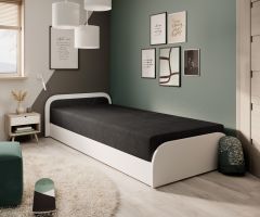 Čalouněná postel PARYS - Alova 04 - 80 x 190 - Bílá, levá