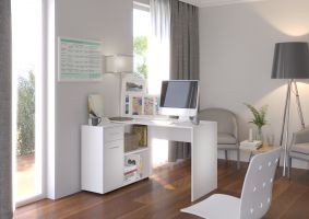 Rohový psací stůl SAULO - Bílá