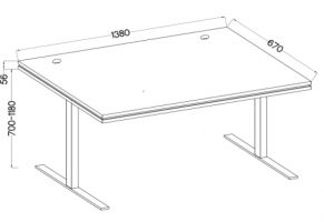 psací stůl MALTA 161 - výškově nastavitelný, jasan šedý, 138x67cm LEMPERT