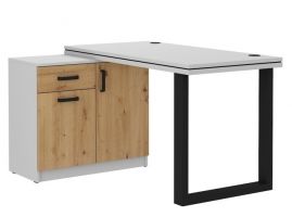 psací stůl MALTA 140 s komodou, světle šedá/dub artisan, 138x67cm
