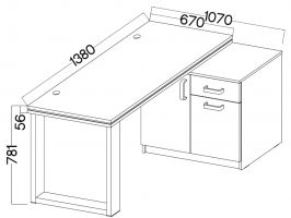 psací stůl MALTA 140 s komodou, světle šedá, 138x67cm LEMPERT