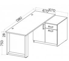 psací stůl MALTA 130 s komodou, světle šedá, 138x67cm LEMPERT