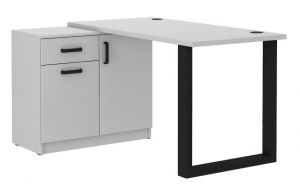 psací stůl MALTA 130 s komodou, světle šedá, 138x67cm