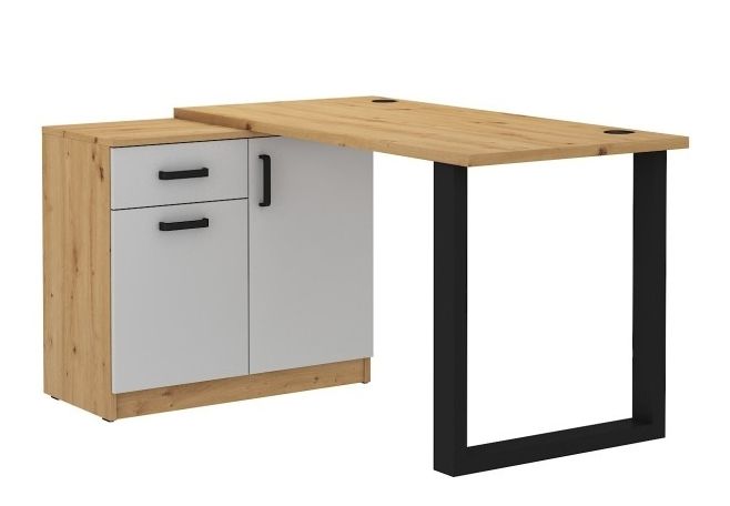 psací stůl MALTA 130 s komodou, dub artisan/světle šedá, 138x67cm LEMPERT