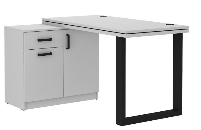 LEMPERT psací stůl MALTA 140 s komodou, světle šedá, 138x67cm