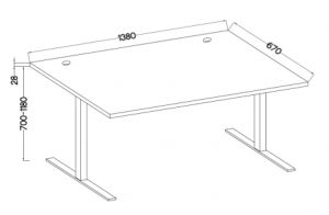 psací stůl MALTA 151-výškově nastavitelný, jasan šedý, 138x67cm LEMPERT