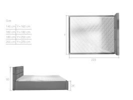 Čalouněná postel ROSANO - Matt Velvet 68 - 140x200cm - Kov ELTAP