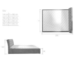 Čalouněná postel MILANO - MatVelvet 75 - 180x200cm - Kov ELTAP