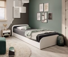 Čalouněná postel PARYS - Alova 04 - 80 x 190 - Bílá, pravá ELTAP