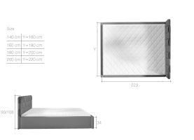 Čalouněná postel GRAND - Soft 17 - 140x200cm - Kov ELTAP
