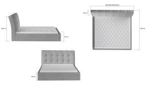 Čalouněná postel INGE - Matt Velvet 68 - 160x200cm - Kov ELTAP