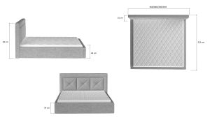 Čalouněná postel CLOE - Monolith 29 - 200x200cm - Kov ELTAP