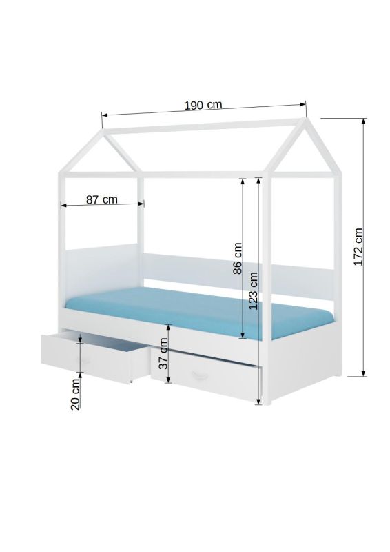 Kvalitní pěnová matrace o tloušťce 8 cm v posteli OTELLO
