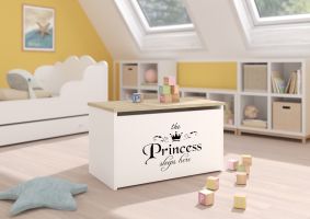 Box na hračky DARIA - Sonoma - Princezna nápis