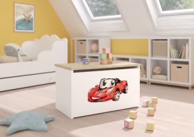 Box na hračky DARIA - Sonoma - Červené autíčko