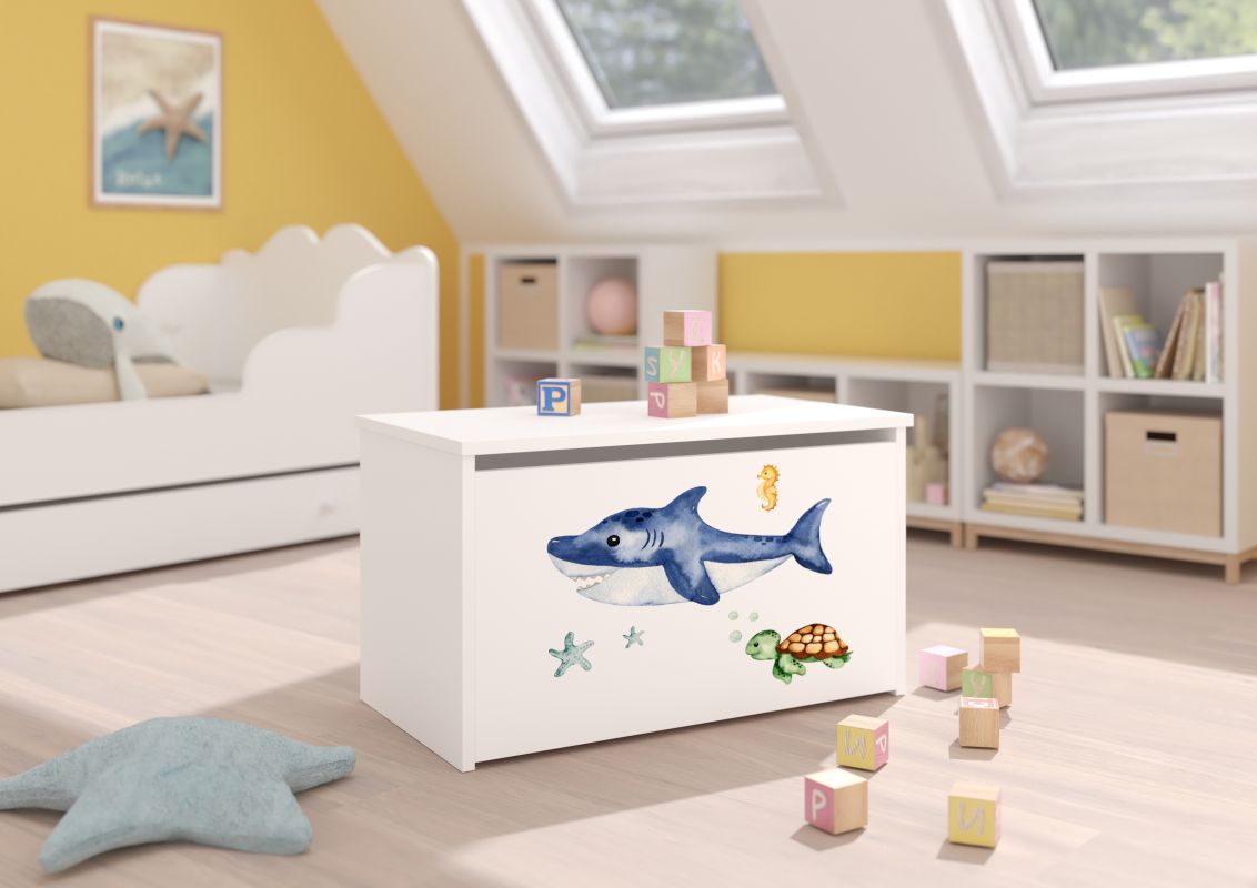 ADRK Box na hračky DARIA - Bílá -Mořský svět