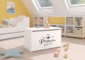 Box na hračky DARIA - Bílá - Princezna nápis