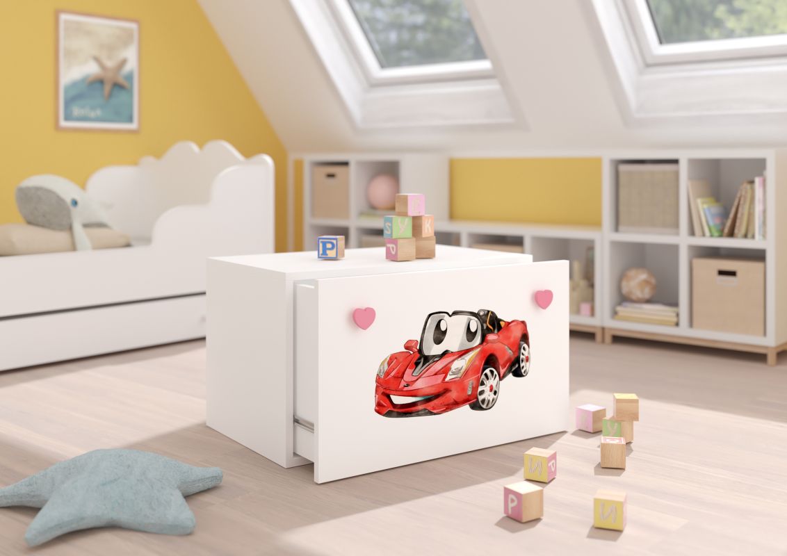 ADRK Box na hračky INGA - Růžová - Červené autíčko