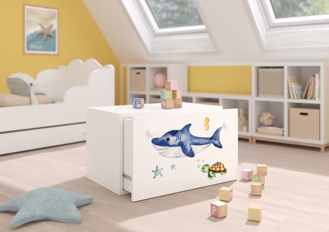 ADRK Box na hračky INGA - Bílá - Mořský svět