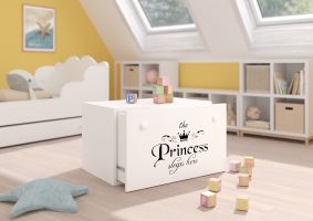 Box na hračky INGA - Bílá - Princezna nápis