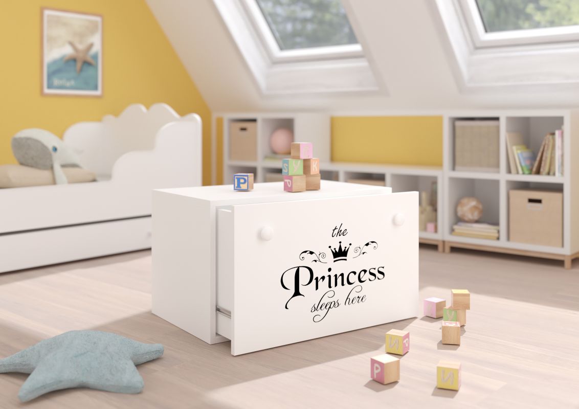 ADRK Box na hračky INGA - Bílá - Princezna nápis