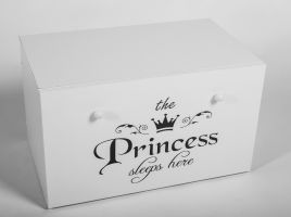 Box na hračky INGA - Bílá - Princezna černý nápis ADRK