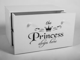 Box na hračky INGA - Bílá - Princezna černý nápis