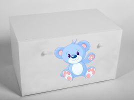 Box na hračky INGA - Bílá - Modrý medvídek ADRK