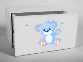 Box na hračky INGA - Bílá - Modrý medvídek