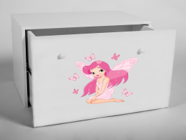 Box na hračky INGA - Bílá - Víla s motýlky