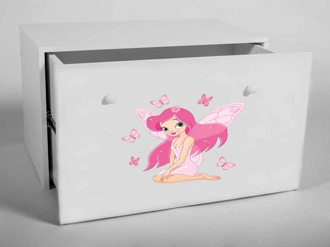 ADRK Box na hračky INGA - Bílá - Víla s motýlky