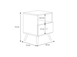 Noční stolek se zásuvkou LOGAN - Bílá / Sonoma - šířka 40cm ADRK