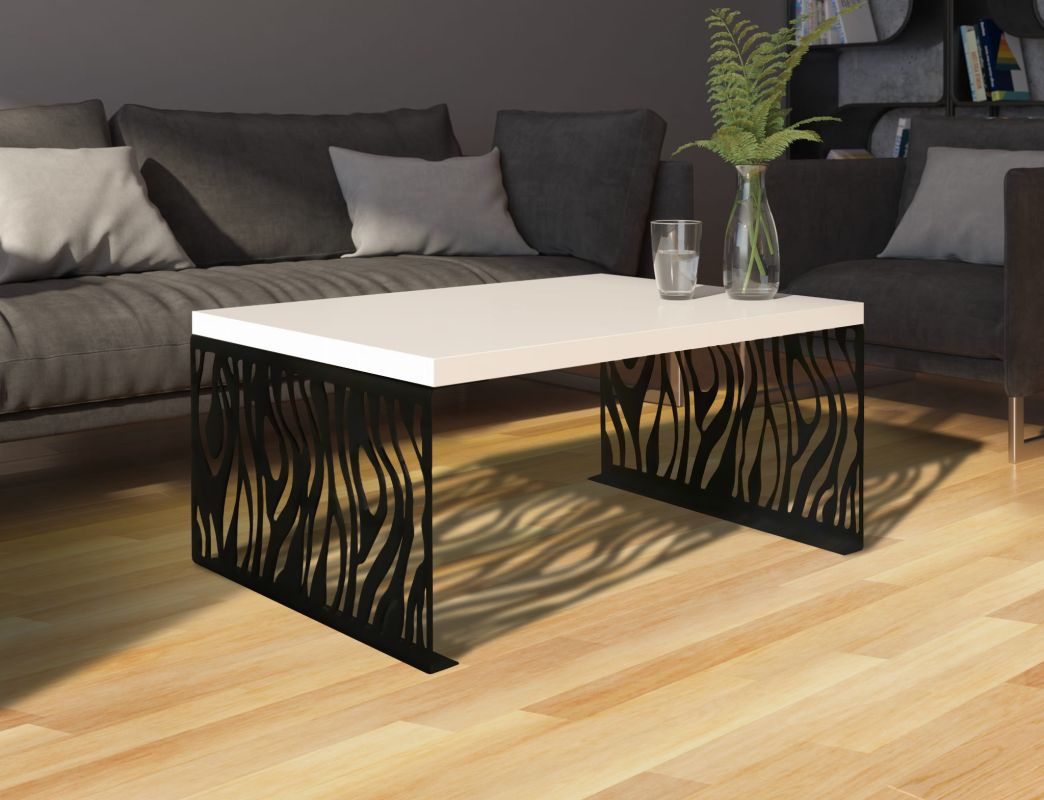 ADRK Konferenční stolek MAFEI - Černá / Bílý lesk - šířka 100cm
