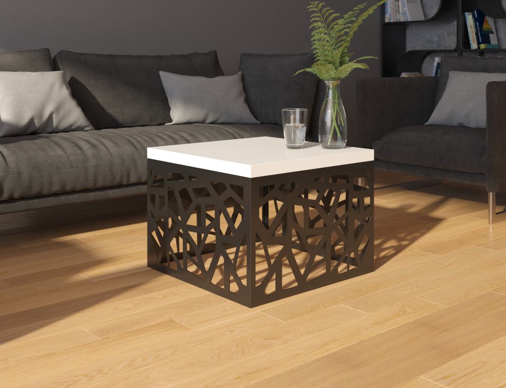 ADRK Konferenční stolek TACHTA - Černá / Bílý lesk - šířka 60cm