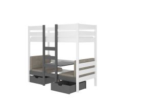 Patrová postel BART - Bílá / Grafit - 90x200cm ADRK