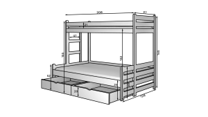 Patrová postel BENITO - Grafit - 90/120x200cm ADRK
