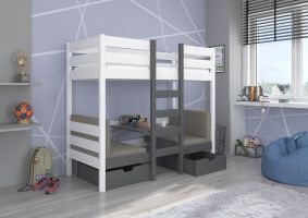 Patrová postel s matracemi BART - Bílá / Grafit - 80x180cm