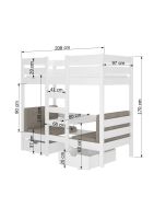Patrová postel s matracemi BART - Bílá / Grafit - 90x200cm ADRK