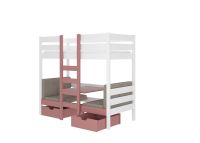 Patrová postel s matracemi BART - Bílá / Růžová - 90x200cm ADRK