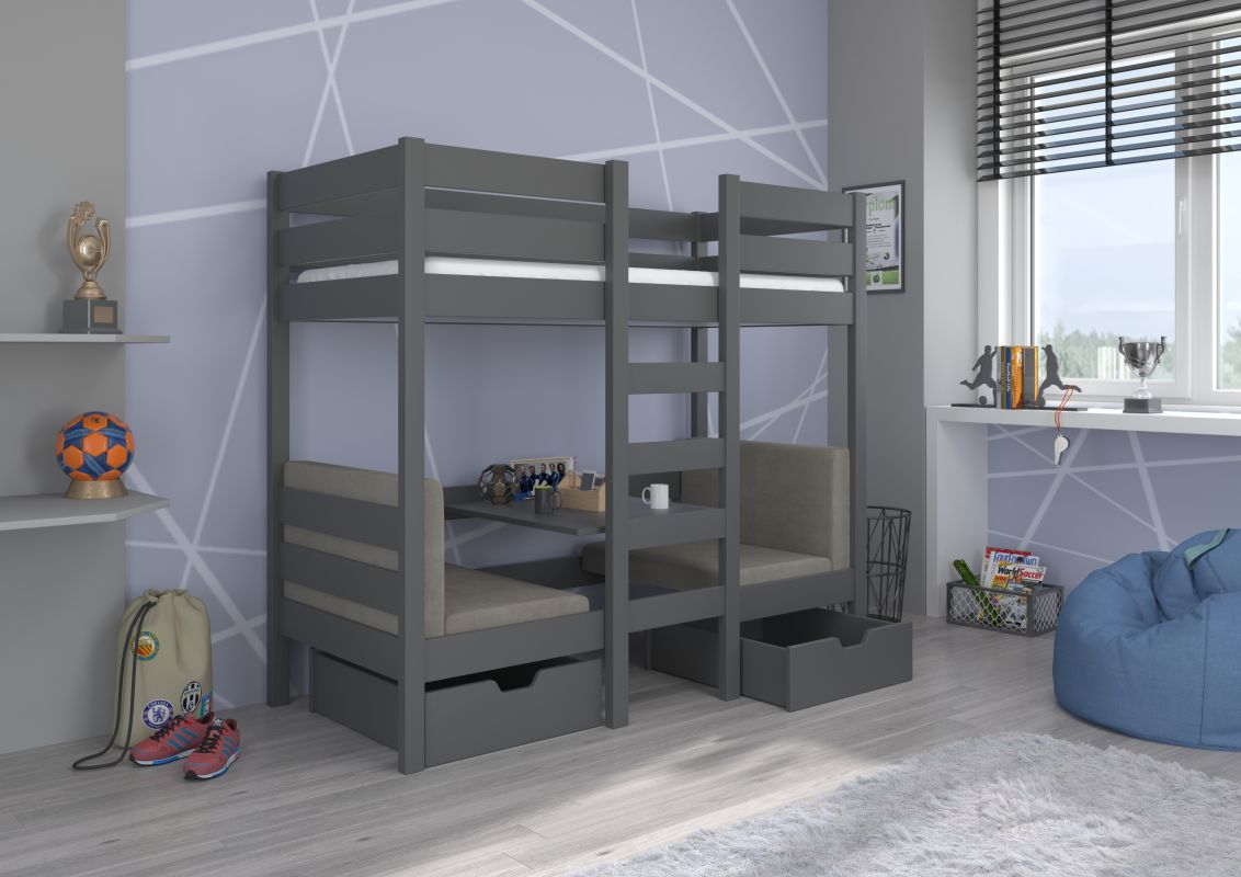 ADRK Patrová postel s matracemi BART - Grafit - 90x200cm