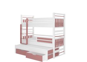 Patrová postel HIPPO - Bílá / Růžová - 90x200cm ADRK