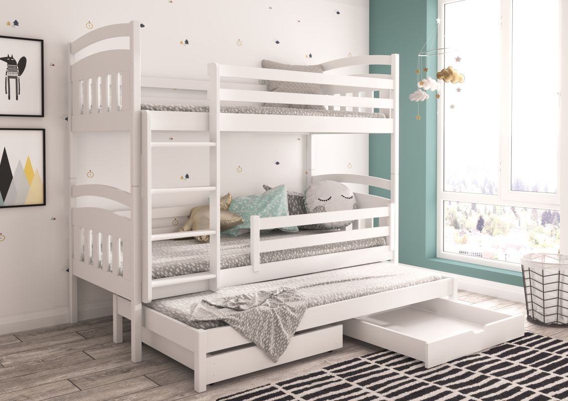 ADRK Patrová postel s matracemi ALDO - Bílá - 80x180cm