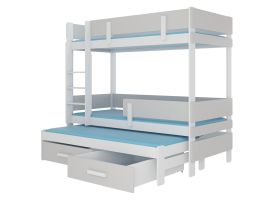 Patrová postel s matracemi ETAPO - Bílá / Šedá - 80x180cm ADRK