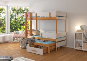 Patrová postel s matracemi ETAPO - Artisan / Bílá - 90x200cm ADRK