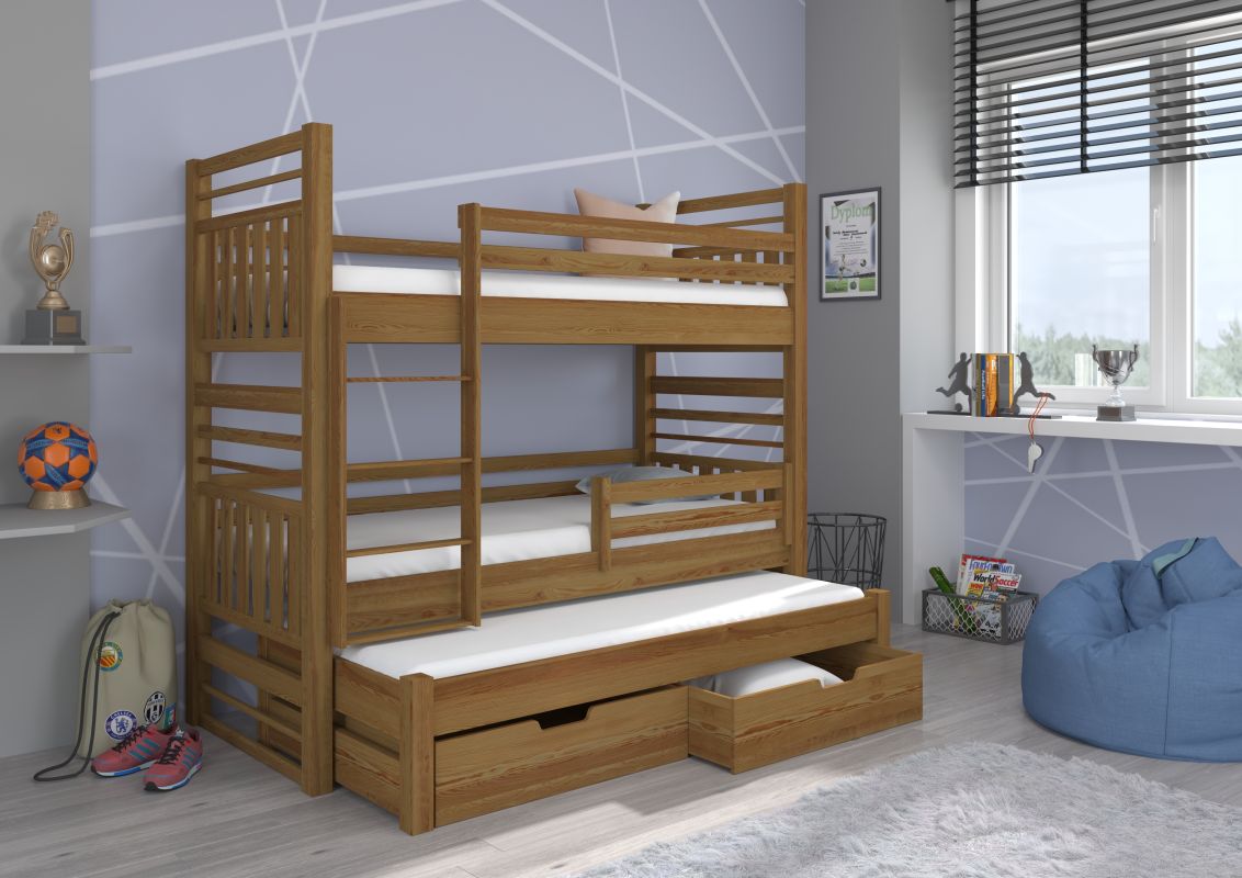 ADRK Patrová postel s matracemi HIPPO - Dub - 80x180cm