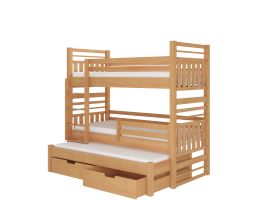 Patrová postel s matracemi HIPPO - Buk - 80x180cm ADRK