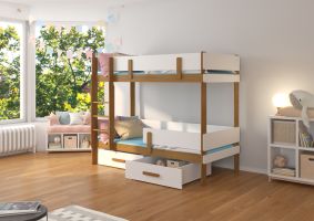 Patrová postel ETIONA - Hnědá / Bílá - 90x200cm