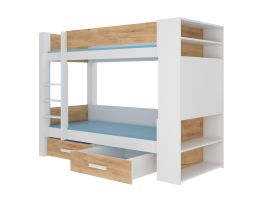 Patrová postel GARET - Bílá / Artisan - 90x200cm ADRK